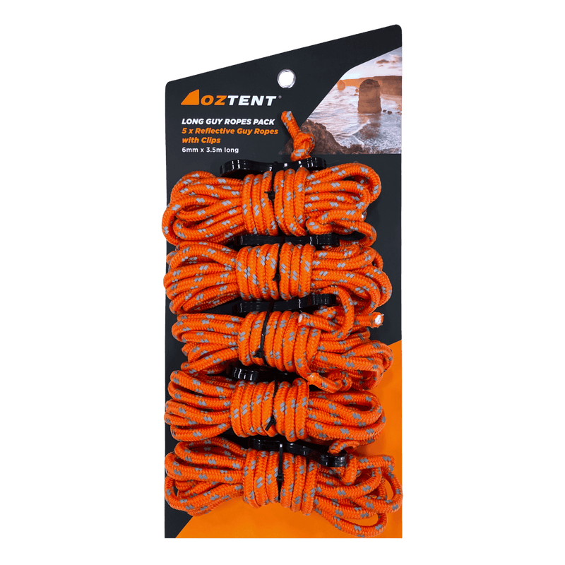 Oztent Long Guy Rope with Clip (Reflective) 5 Pack