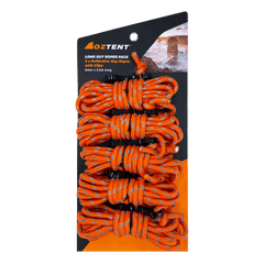 Oztent Long Guy Rope with Clip (Reflective) 5 Pack