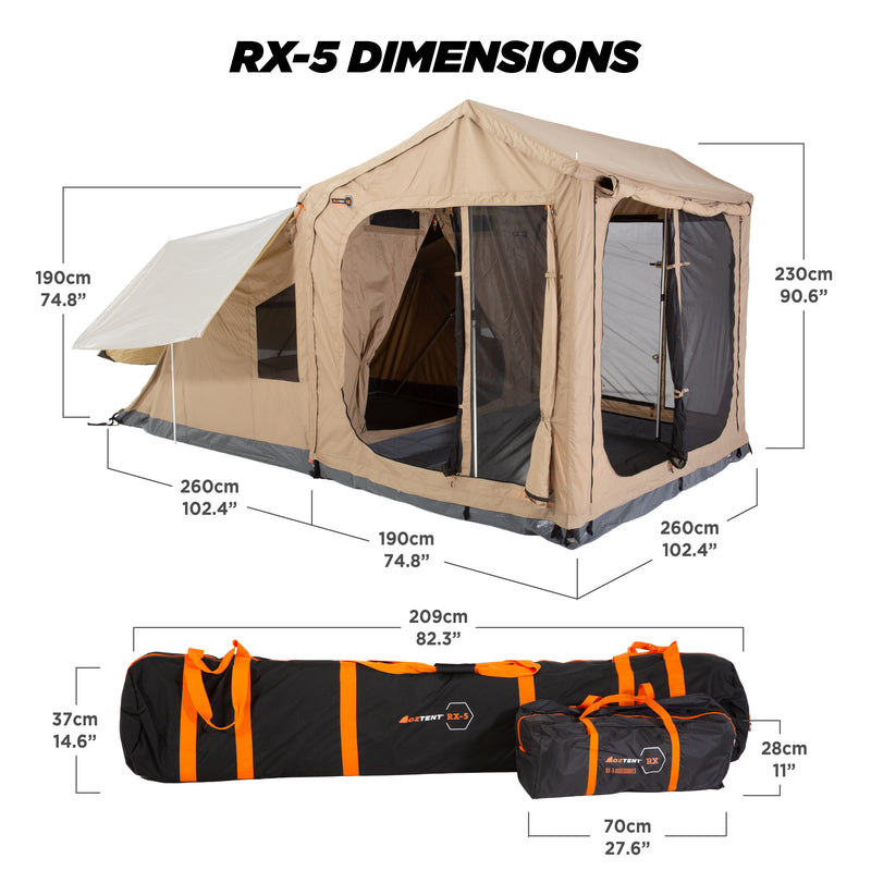 Oztent RX-5 30 Second Tent (Includes Living Room & Zip-In Tub Floor)