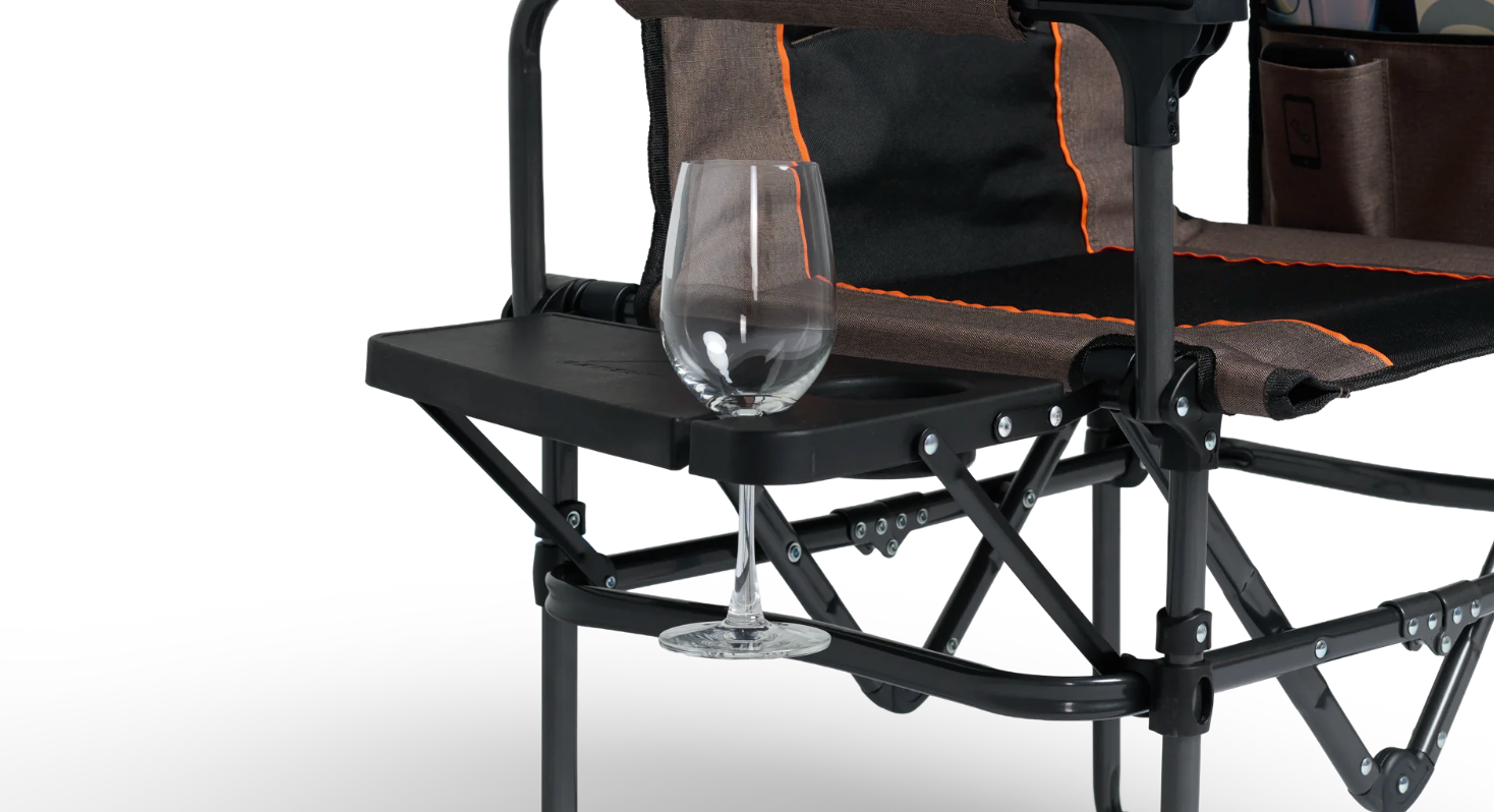 BUILT-IN SIDE TABLE WITH WINE GLASS HOLDER